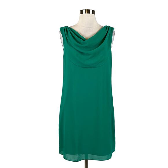 Vince Camuto Women's Dress Size 14 Green Chiffon Sleeveless Cut Out Back Shift - Picture 1 of 11